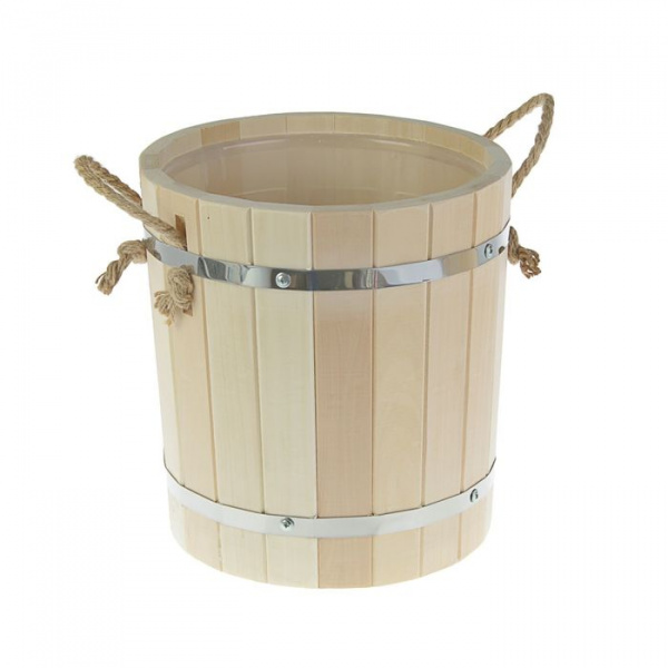 Запарник из липы, 9л, пластиковая вставка, без крышки, ПРОМО /2669730