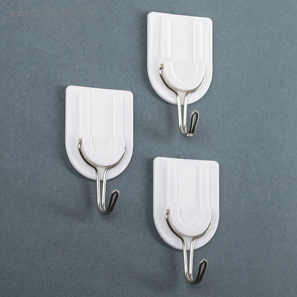 Набор крючков на липучке «Подкова», 3 шт, цвет белый/3714248