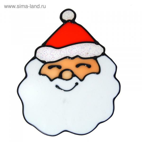 Наклейка на стекло "Дед Мороз в колпаке" 14х11,5 см/1113547