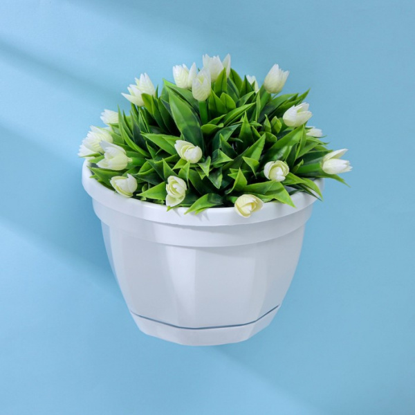 Кашпо настенное «Ника», d=20 см, 3 л, цвет белый/3468355