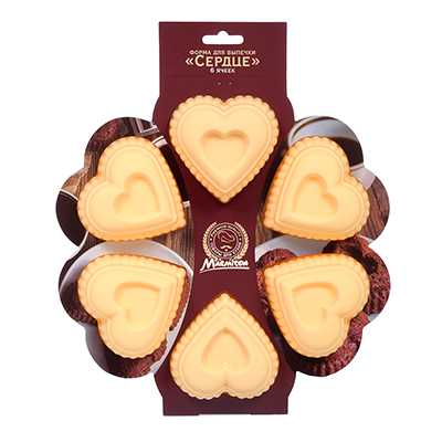 Форма силиконовая "Сердце" 24,5*4,5 см, 6 ячеек, цвет в ассортименте MARMITON/16027