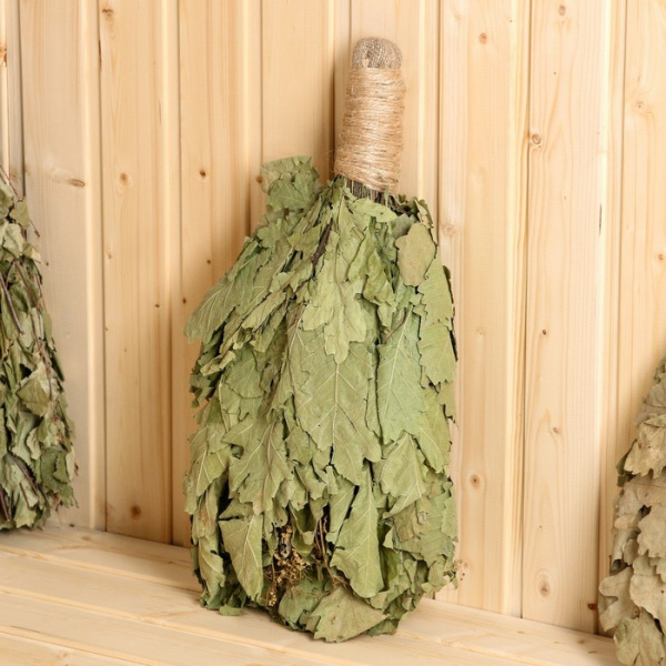 Веник для бани дубовый с мятой в индивидуальной упаковке /9546637