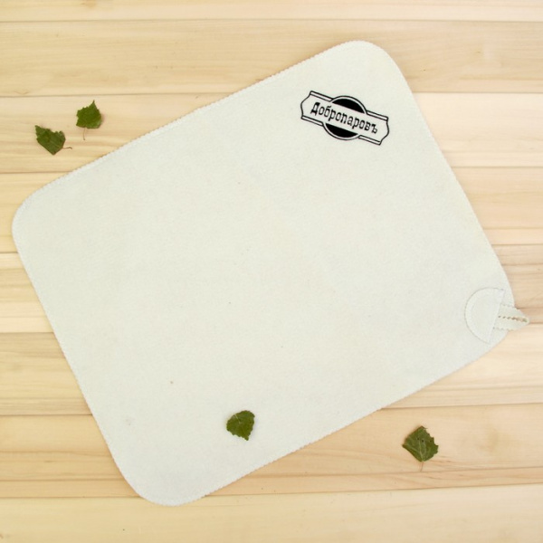 Коврик для бани и сауны, белый с черной вышивкой "Добропаровъ" /3341051