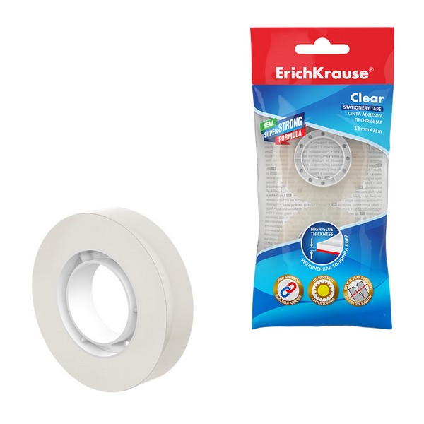 Клейкая лента канцелярская, 12 мм х 33 метра, ErichKrause, в пак/58728