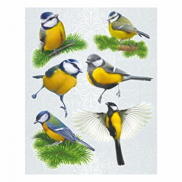 Набор автомобильных наклеек "Синички", лист, 19 х 24 см /7436872