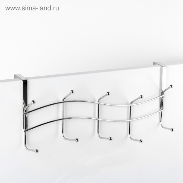 Вешалка надверная, 5 двойных крючков 39х16,5х12см, хром /4087668