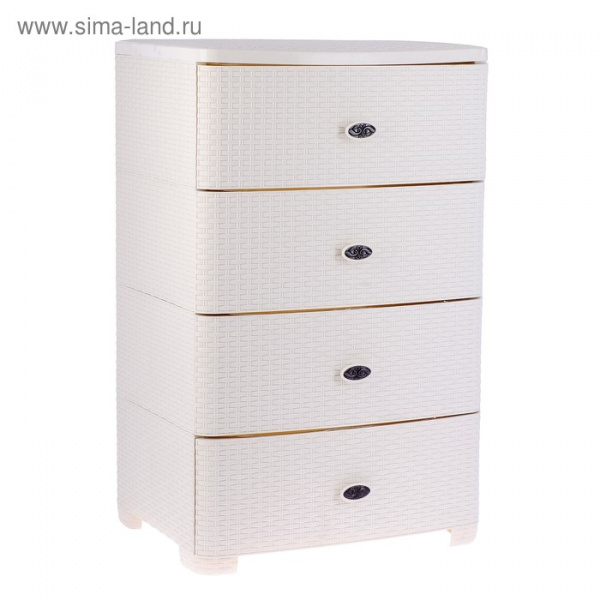 Комод 4-х секционный "Плетёнка", цвет слоновая кость/3019381