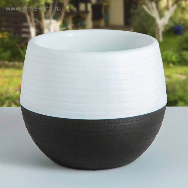 Горшок для цветов «Япония» 1,2 л, цвет белый-темно-коричневый/4964787
