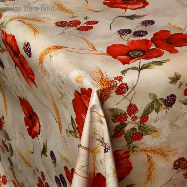 Клеенка столовая  на нетканой основе  "Мажор. Маки"   2154334