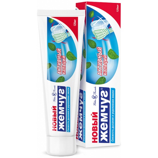 Зубная паста Новый Жемчуг Сильный аромат мяты, 125 мл