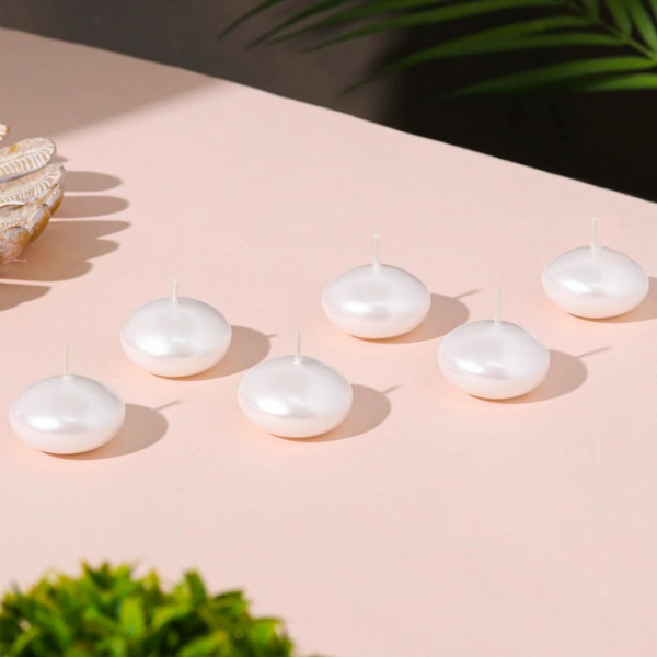 Набор свечей "Овал", 6 штук, перламутровая, 4×2см /3093189