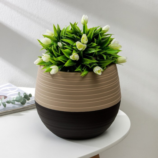 Горшок для цветов с поддоном «Дуэт», 2,5 л, цвет шоколадный-кофе с молоком /4422066