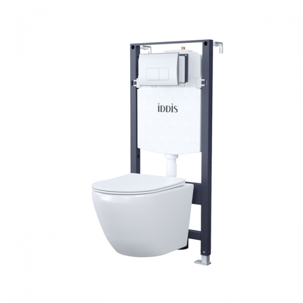 Комплект 3в1: подвесной унитаз, инсталляция и клавиша смыва, IDDIS, BASB010i73