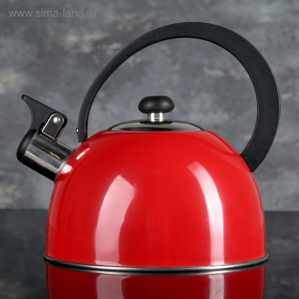 Чайник 2,1л со свистком "Радуга" красный 863659