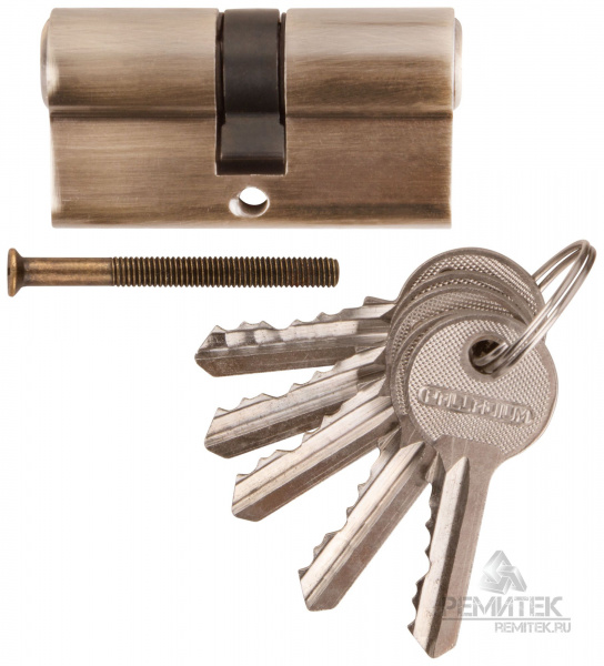 Цилиндровый механизм "PALLADIUM" 60 мм, ключ-ключ, старая бронза/67220