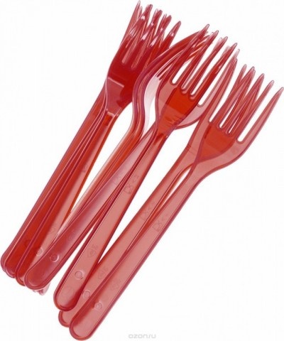 Вилка прозрачная  красная 24395