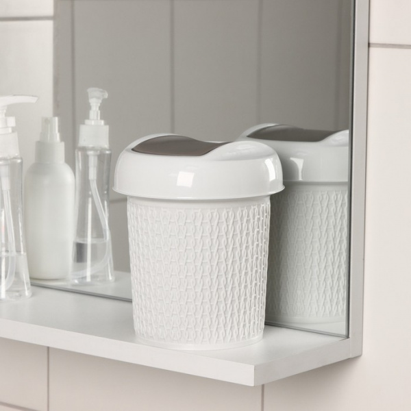 Контейнер для мусора настольный Velvet, 1 л, d=13 см, h=15,5 см, цвет светло-серый/9458234