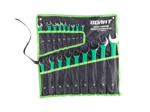 Набор ключей комбинир. 8-32мм 18шт в прорезиненной оплетке ВОЛАТ (на полотне) (13380-18)