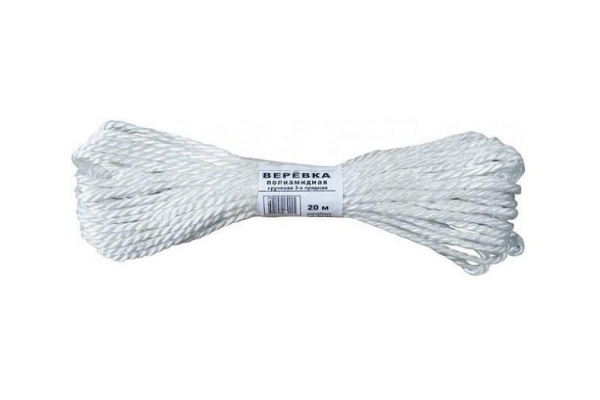 Веревка крученая капроновая 3,1мм х 20м, р/н 150кгс /68373