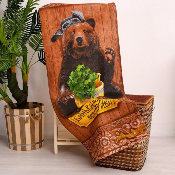 Полотенце "Банька парит" 60*146  100%хлопок 2588691