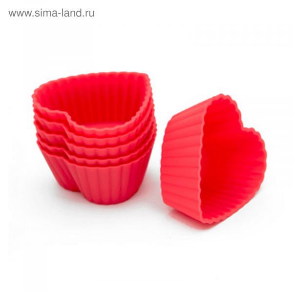 Силиконовые формочки для кексов "Сердечки" 6штук/3254238
