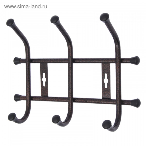 Вешалка настенная на 3 крючка, 27,5×21,5 см, цвет медный антик/2077700