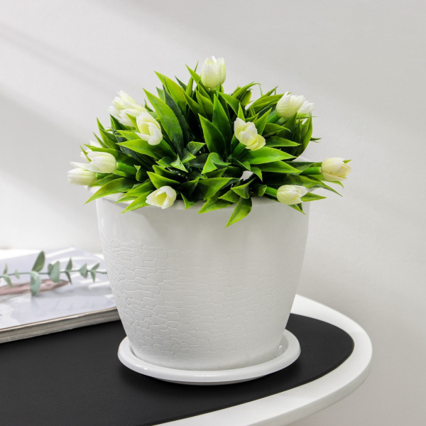 Горшок с поддоном «Розалия» 3,2 л, цвет белый/577760