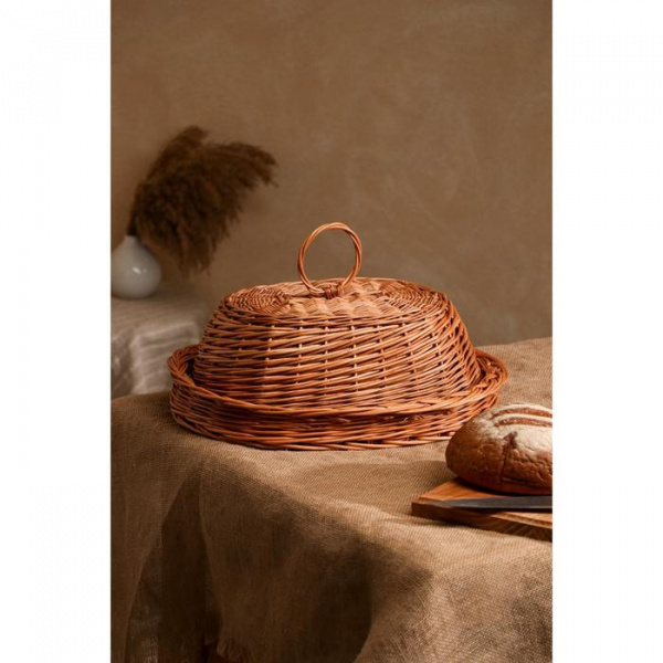 Хлебница плетёная, с крышкой, натуральная 7072302