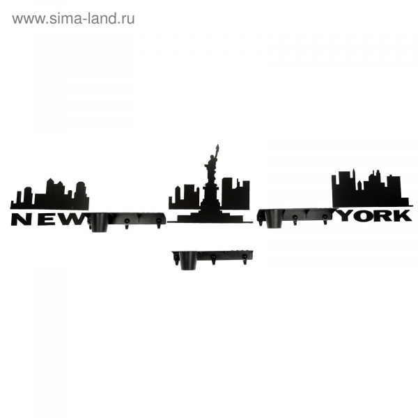 Настенный стикер с полочками и крючками 1500х550мм, 3 полочки 300х70мм (с-021)