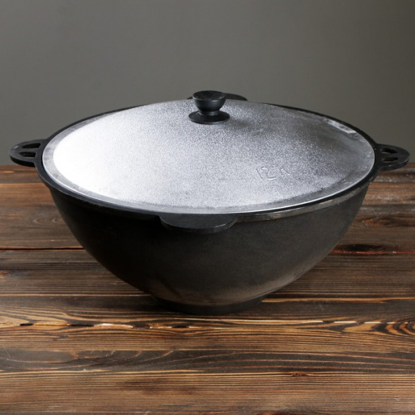 Казан с крышкой, 12 л, плоское дно/2331242