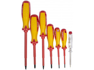 Набор отверток диэлект.до 1000В, проб.эл. - до 250В,двухкомп.рукоятки (7шт)/13355