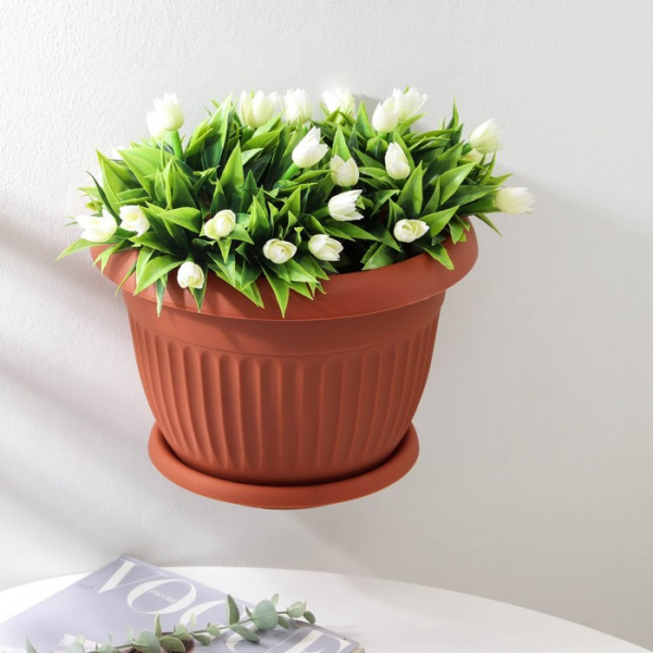 Горшок с поддоном настенный «Ливия», 4,6 л, цвет терракотовый/1155730