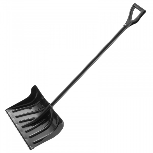 Лопата для уборки снега пластиковая, 490х325х1380 мм, стальной черенок