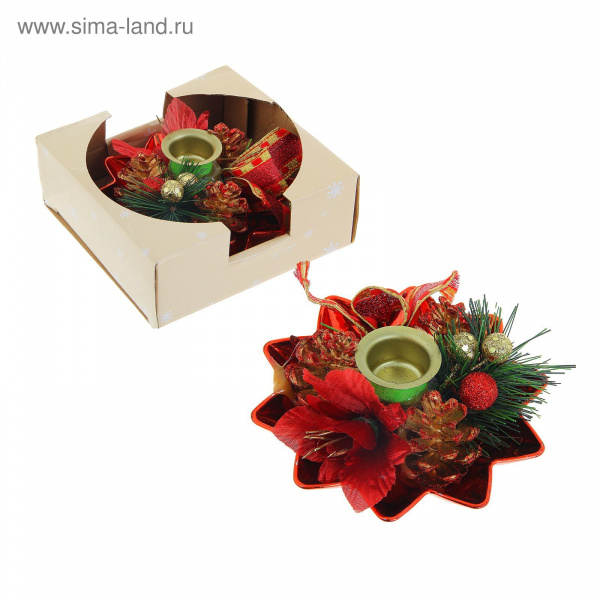 Подсвечник на одну свечу шишки красный  542635