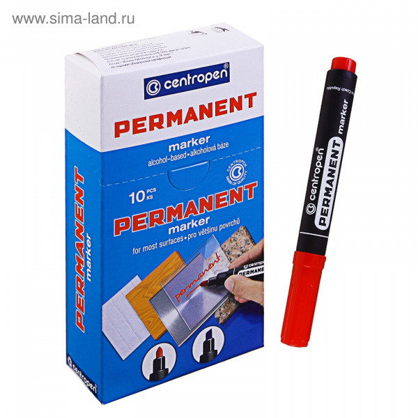 Маркер перманентный красный CENTROPEN  8566/К