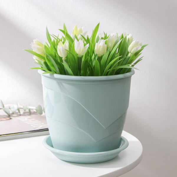 Горшок для цветов с поддоном «Венеция», 2 л, d=16 см, цвет мята /4483977