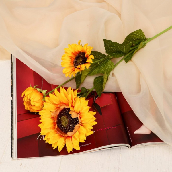 Цветы искусственные "Подсолнух галант" 9х62 см, жёлтый /9222766