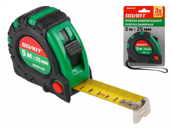 Рулетка 5м/25мм обрезин. корп. ВОЛАТ/20040-525