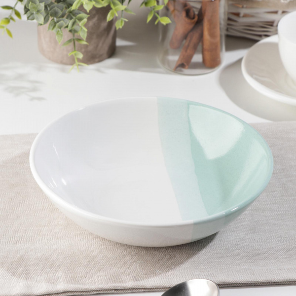 Тарелка суповая «Полоски», d=19,5 см, цвет мятный /7091314