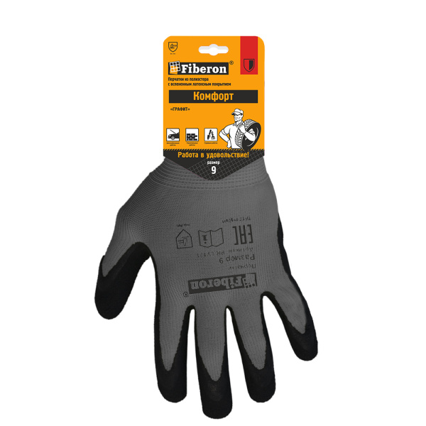 Перчатки "Комфорт", полиэстер,в и/у, 9(L)/PR-LV121