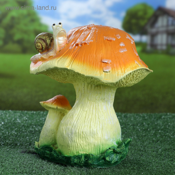 Садовая фигура "Гриб с улиткой" средний 22х20х25см /1090080