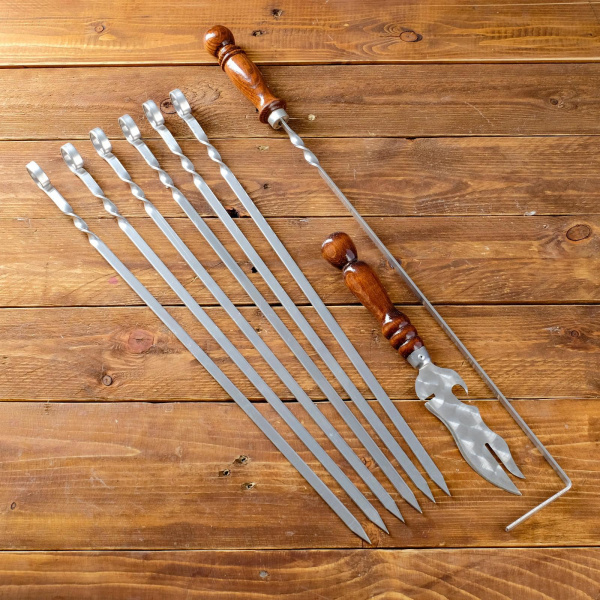 Набор узбекских шампуров 40см, + аксессуары, "Бухара" 8 предм. /6629942