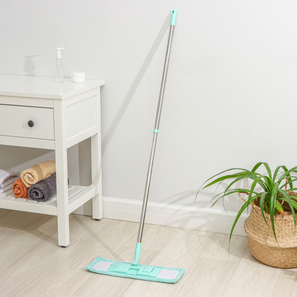 Швабра для мытья пола плоская, насадка из микрофибры 40×10 см, стальная ручка, цвет МИКС /1476791