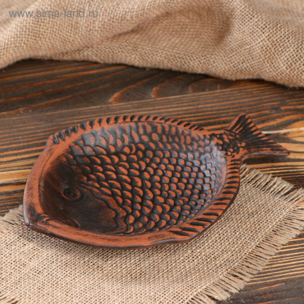 Блюдо "Камбала", красная глина, 15 см × 20 см/1165862