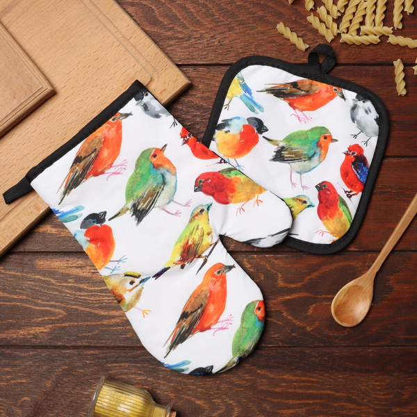 Кух. набор 2 пр. Доляна Птички прих. 17*17 см, вареж. 26*16 см,100% п/э/9687349