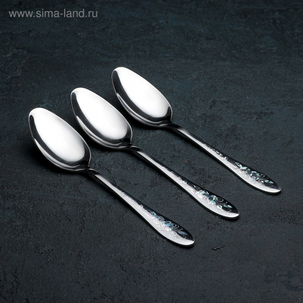 Набор столовых ложек "Голубая роза"20х4,20см 3 шт 3602744