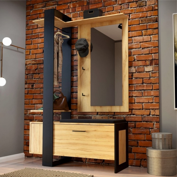 Прихожая Челси, 1000х364х2000, Дуб крафт золотой/Антрацит /9798124