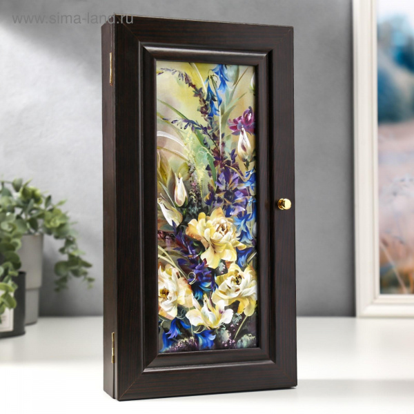 Ключница "Цветы" венге 16х31 см /2729365