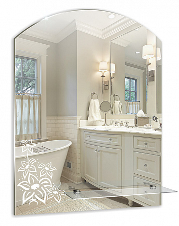 Зеркало АНИС с рисунком и полкой 535 х 670 (Мир зеркал) 09774