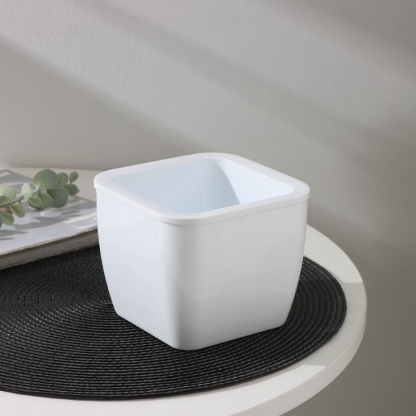 Кашпо для цветов со вставкой «Глянец», 1.2 л (0.8 л), белое/9781278